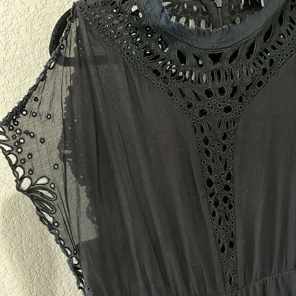 IRO Caity Embroidered Mini Dress, Black/Navy, Size 8 (40) - Picture 4 of 13